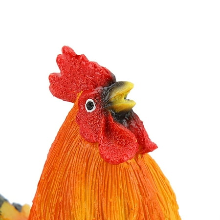 Simulation Chicken 2Pcs Resin Cock Hen Decoration Chicken Ornament